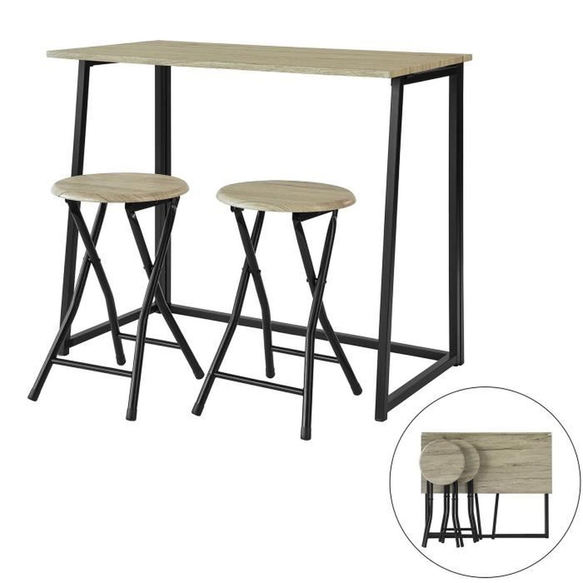 SoBuy OGT18N Set de 1 Table + 2 Chaises Table à Manger Table de Cuisine Ensemble Table de