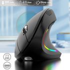 PROCHOSEN Souris Verticale Ergonomique sans Fil Rechargeable, Silencieuse 2.4G, 2400 DPI, Prévention Syndrome de la Souris – Noir LED