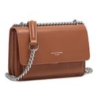 David Jones - Petit Sac Bandoulière Femme - Mini Besace Cuir PU Rigide - Sac Chaînes Porté Epaule - Pochette Soirée - Marron Cognac