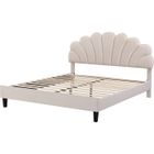 HABITAT ET JARDIN Lit coquillage en velours "Manon" - Beige - 140 x 190 cm