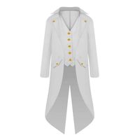 Blanc - 145 cm - Costume de Joker pour Homme et Enfant de 6 à 14 Ans, Veste Steampunk, Tailcoat observateur,