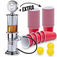 Set distributeur de boissons - distributeur rétro avec robinet, y compris 50 gobelets de fête rouges