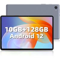 Tablette Tactile 10.1", Android 12, 10 Go RAM + 128 Go/TF 1TB ROM,Octa-Core, Certifié GMS, 6850 mAh, 5 MP + 8 MP, Bluetooth 5, GPS