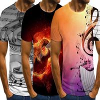Lot de 3 T-Shirt Homme Mode,Tee-Shirt 3D Imprimé Col Arrondi Manches Courtes