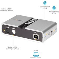 Carte Son USB 7.1 - StarTech ICUSBAUDIO7D - Carte Son Externe pour Ordinateur Portable avec Audio Numérique SPDIF - Argent