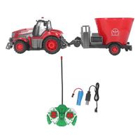 VGEBY Tracteur agricole RC Jouet de Tracteur de Ferme RC avec Remorque, Plastique et Alliage Sûrs, Télécommande pour jeux jouet