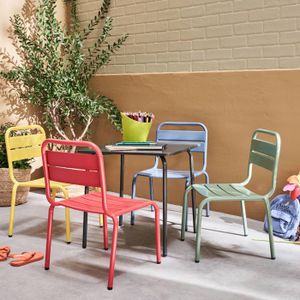 Ensemble table et chaise de jardin Ensemble table et chaises métal enfant - Anna - Multicolore. 4 places. table et chaises. 48x48cm
