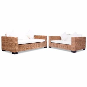 CANAPÉ FIXE Ensemble de canapés Relax 3+2 places en rotin et bois de manguier - Design Classique & Confortable