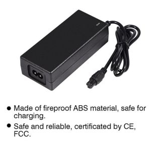 Chargeur Pour Vélo/trottinette électrique 42V 2A – Charge Rapide – Batterie Lithium-ion – Prise EU/US – Câble 180 Cm – Protections Intégrées