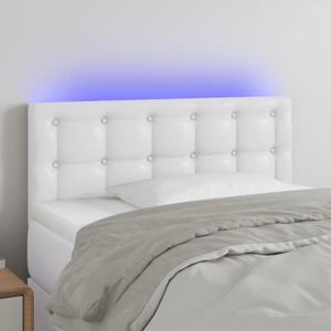 TÊTE DE LIT Tête de lit LED Blanc - DIOCHE - AIM - Similicuir - Hauteur réglable - Bande LED découpable