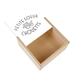 Boîte cadeau Boite Coffret en Bois - Petite Soeur Chouette Fami
