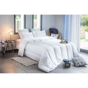 Couette 220x240 Cm Microfibre – Température Tempérée, 300g/m² – Bleu Et Gris, Fabrication Française