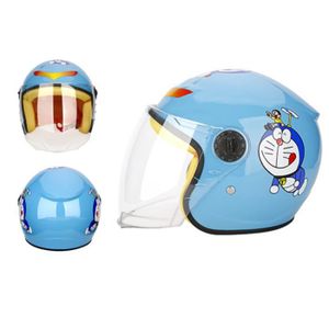 CASQUE MOTO SCOOTER Casque de Scooter Protection Enfant Casque de Moto de Dessin Animé Doraemon - Bleu-Bleu