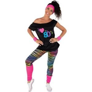 DÉGUISEMENT - PANOPLIE Déguisement femme années 80 - PTIT CLOWN - Set avec t-shirt, legging, bandeau et guêtres multicolores