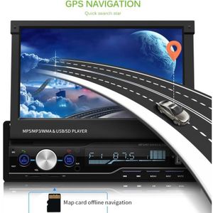 SFONIA 7Android 8.1 Autoradio Stéréo 1G/16G Navigation GPS Lecteur Multimédia HD 1080P Soutien Écran Tactile Microphone BT/USB/AUX/DVR/FM/AM/RDS avec Caméra de Recul Arrière Universelle pour Auto 