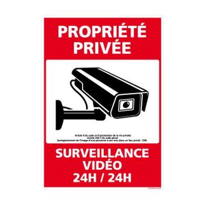 SIGNALISATION SÉCURITÉ Panneau Propriété Privée Surveillance Vidéo 24h/24