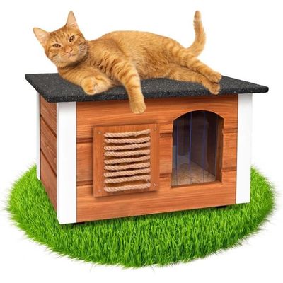 Maison Pour Chat D'Extérieur - Niche Isolée Et Imperméable 36x36x36 Cm - Pour Jardin, Balcon, Garage - Protection Contre Froid Et Pluie