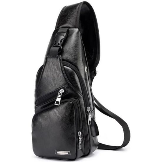 Sac à Poitrine Sacoche Porté Épaule Croisé Banane Taille Toile Homme