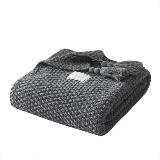Couverture En Tricot Épais à La Main - Jeté Bohème Fil Chenille Pour Canapé, Lit - 127 X 152 Cm