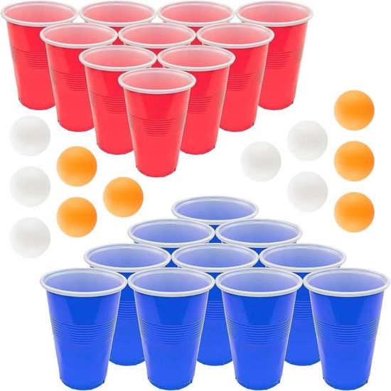 VGEBY Jeu de table Beer Pong avec planche en bois et 20 gobelets - Jeu