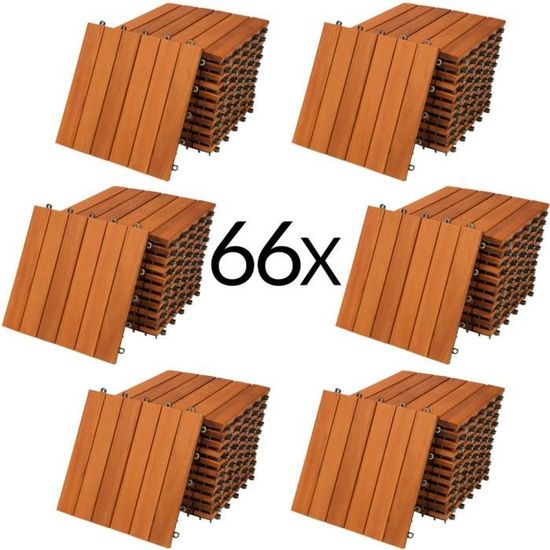 Dalles de terrasse bois d’acacia certifié FSC® 6m² dalle 30x30cm système de clips dalle découpe possible dalle de jardin