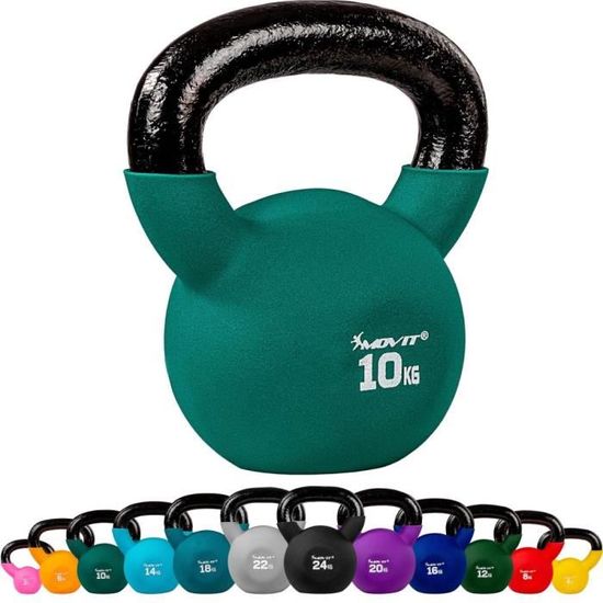 Kettlebell (Haltère Russe) HOMCOM 10 Kg - Fonte Avec Revêtement Néoprène Rouge - Pour Fitness, Musculation à Domicile
