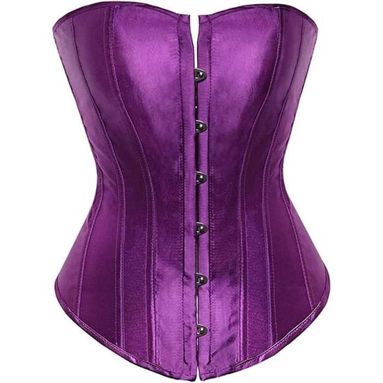 Corset Bustier Femme Sexy Gothique Classiques, [Z572] Violet Foncé Noir