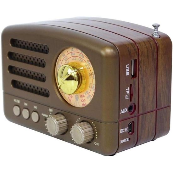 AM/FM/SW Rétro Radio Portable, Avec Batterie Rechargeable De 1200 MAh