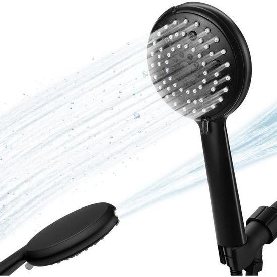 Pommeau De Douche Haute Pression 6 Modes De Pulvérisation Noir Avec