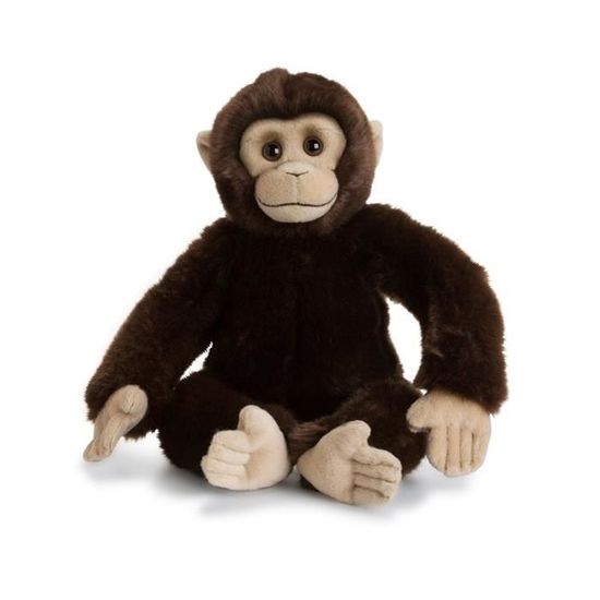 Singe En Peluche Chimpanzé Noir - Longueur 24 Cm - Marque Onwomania, Neuf