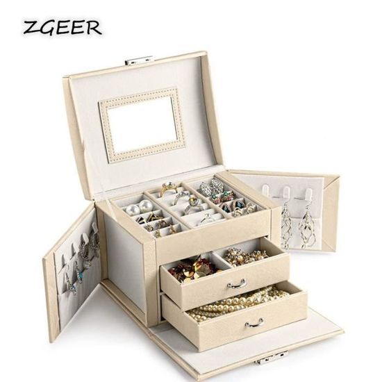 Boîte De Rangement De Bijoux Boîte De Rangement De Bijoux En Cuir à 3