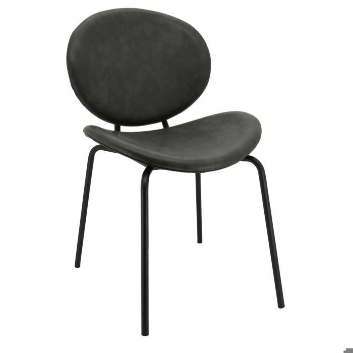 Chaise design en simili cuir et métal Gris