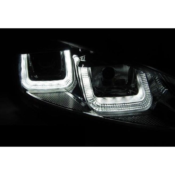 Paire de feux phares VW Golf 6 08-12 led U-type DRL noir