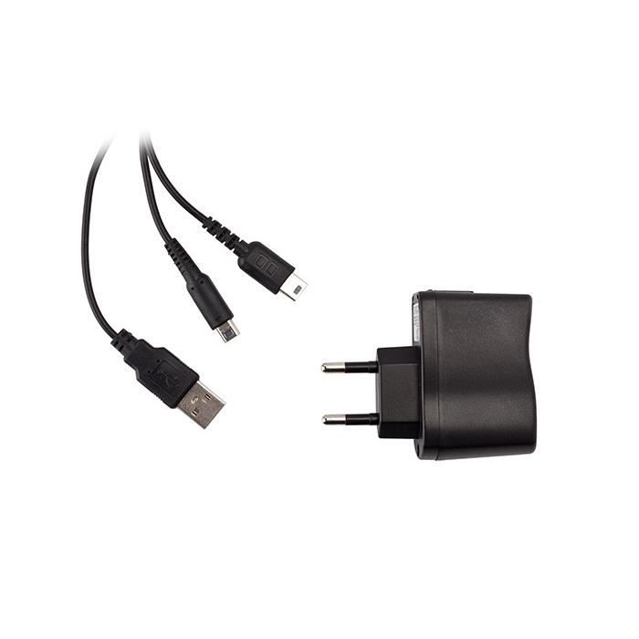Chargeur secteur 8 en 1- DSi XL/Dsi/DS Lite/3DS XL/3DS/2DS/New 3DS/Ne DS XL- Noir