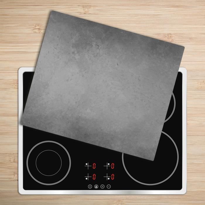 Tulup Glass Planche à découper avec couvercle protecteur pour cuisine résistant chaleur 60x52 cm - „Fond De Béton Beige”