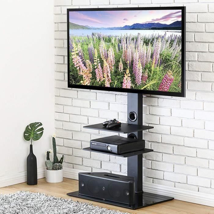 ChangM Meuble TV avec Support Pivotant Cantilever pour Téléviseur de 32 Pouce à 65 Pouce Ecran LED LCD Plasma avec 3 Etagères