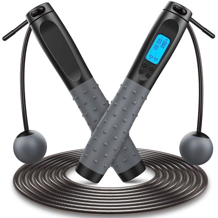 Corde a Sauter,Sport Maison Materiel Musculation 3M Réglable avec Compteur LED Speed Jump Rope,Corde à Sauter sans fil