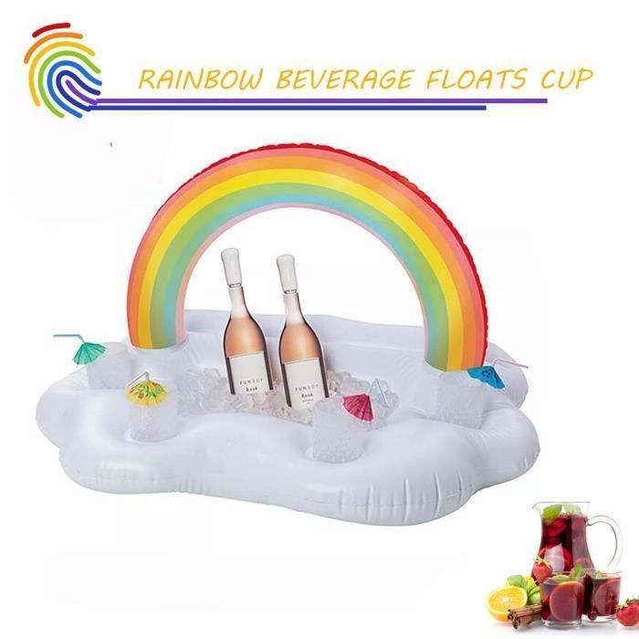 Bar de Piscine Gonflable Nuage Arc-en-Ciel Bar Flottant Boisson Salade Fruits pour Piscine ou Spa Flotteur fête Accessoires été