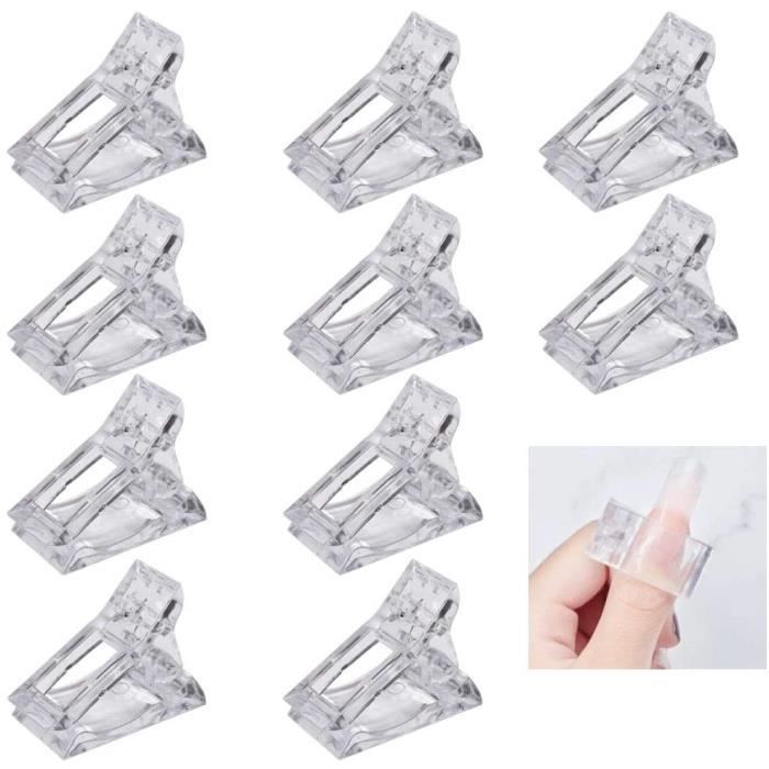 Pinces à Ongles,10PcsTransparent en Gel Extension De Ongles Clip à Ongles Transparentes en Polygel à Pose Rapide pour Manucure