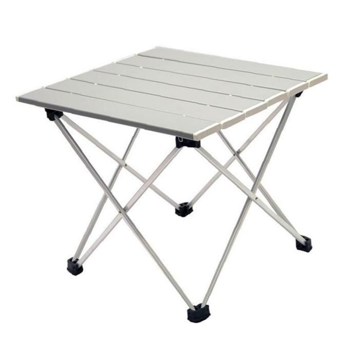 Camping Table pliante Portable pique-nique Table de pêche léger barbecue en aluminium gris Table