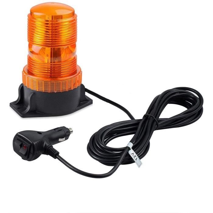 EYPINS Gyrophare à Base Magnétique Orange 30 LEDs 30W Avertissement Stroboscope Lamp d'Urgence Clignotement de Récupération 12V A52