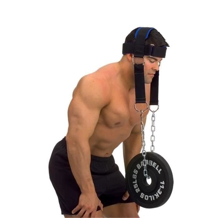 Harnais de tête force du cou Ceinture d'exercice haltérophilie Fitness chaîne sangle cou poids levage force exercice Fitness sangle