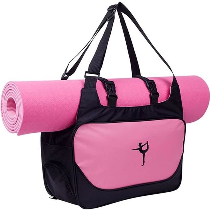 Sac Tapis de Yoga Sac de Yoga Sacs de Sport Sac à Bandoulière Imperméable Antiderapant Pliable sans Tapis de Yoga Rose