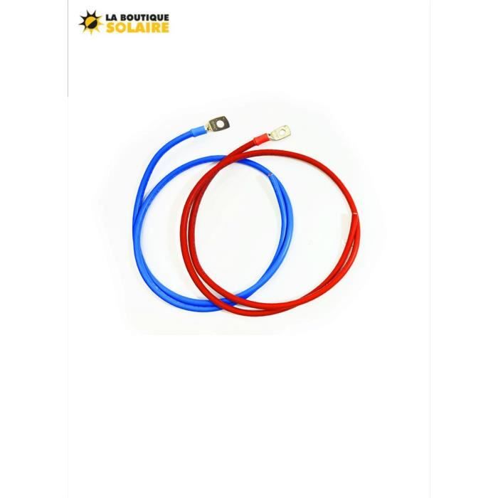 Kit Câbles 2 x 1 mètre de 16 mm2 Rouge / Bleu + 2 Cosses 16/8