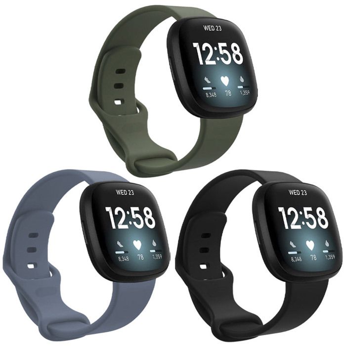 Multipack bracelet silicone pour le Fitbit Sense / Versa 3 - Noir / Vert / Bleu