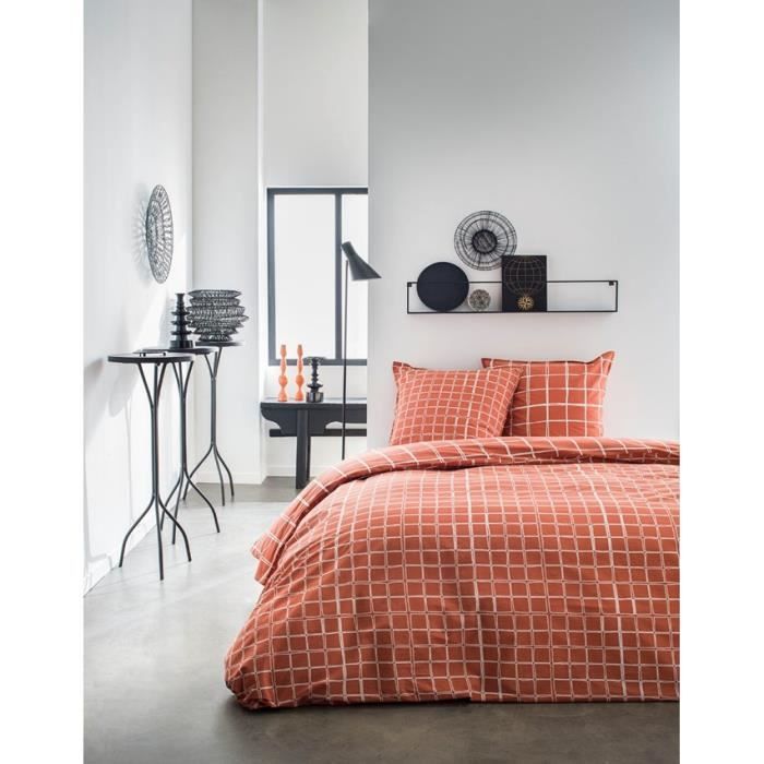 TODAY Parure de couette 220x240 + 2 taies d'oreiller 65x65 cm - 100% Coton - Orange Graphique SUNSHINE 4.37 TODAY
