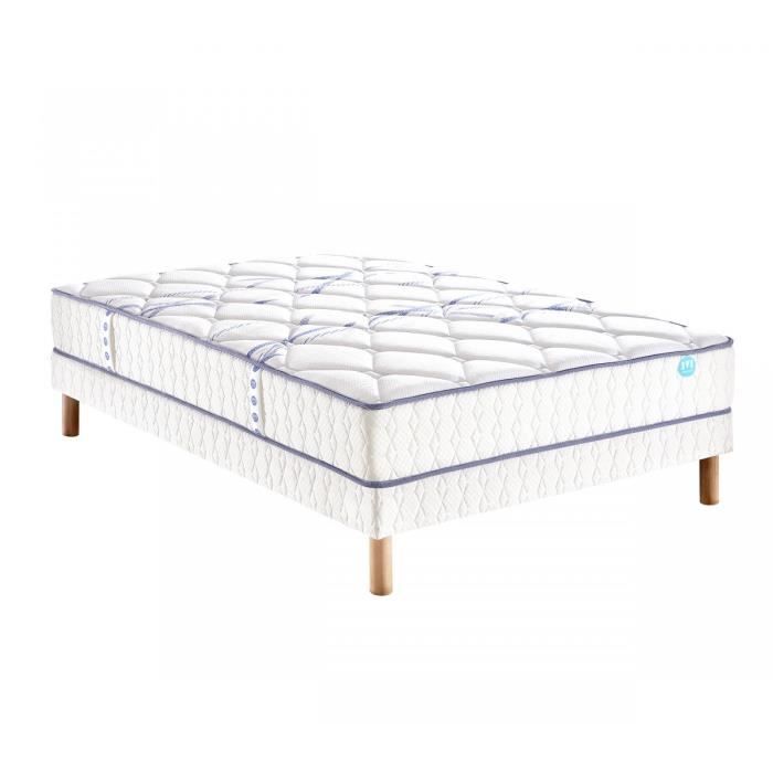 Ensemble Matelas ressorts Merinos JOYSTIC Confort Morphologique 26 cm 180x200 Blanc Casse