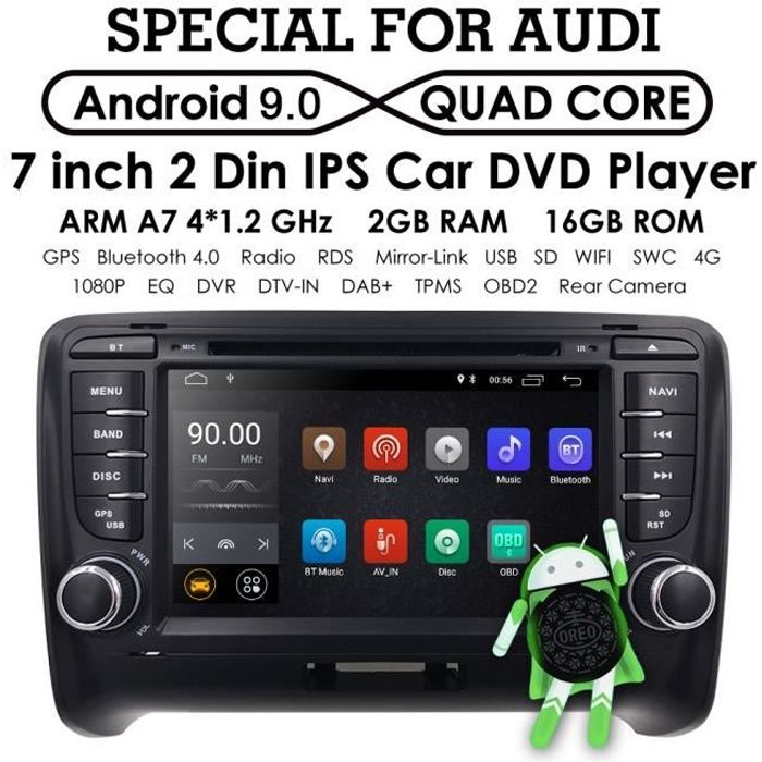 Autoradio 2 din Android 10 Quad Core pour Audi TT MK2 8J 2006-2014 autoradio multimédia GPS piste 2din dvd