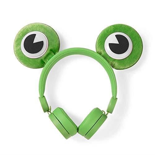 Nedis - Casque Filaire - on-Ear - Câble Rond de 1,2 m - Oreilles magnétiques Amovibles - Freddy Frog - Vert