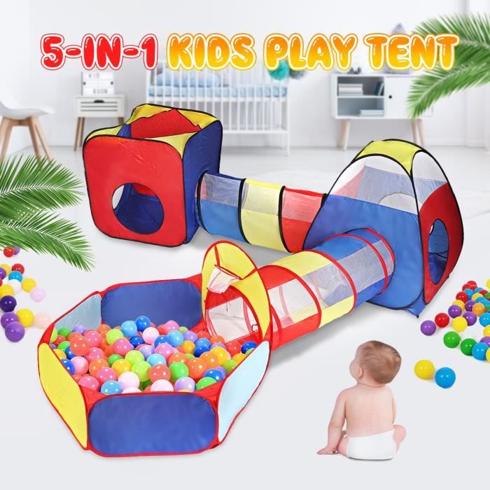 TEMPSA Tente de Jeu d'enfant Tunnel Activite Tente à Balles 5 en 1